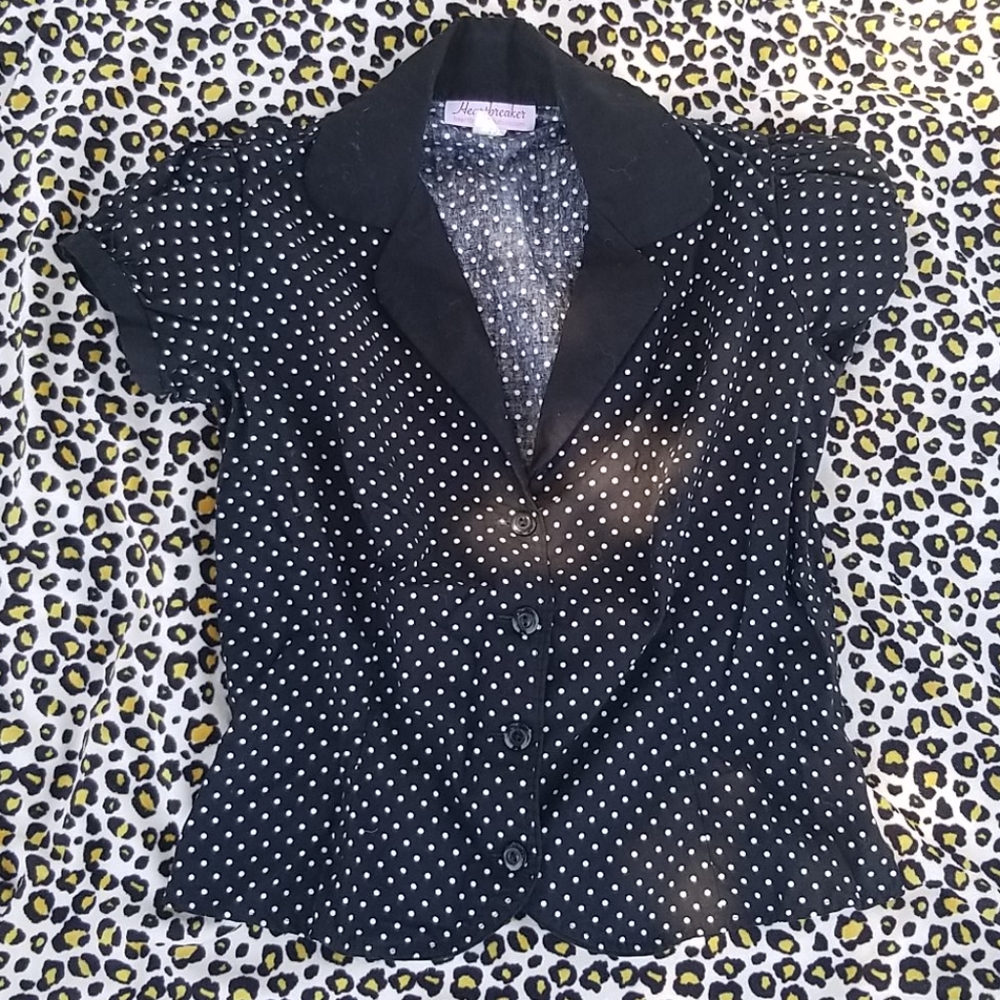Heartbreaker Black and white polka dot top.